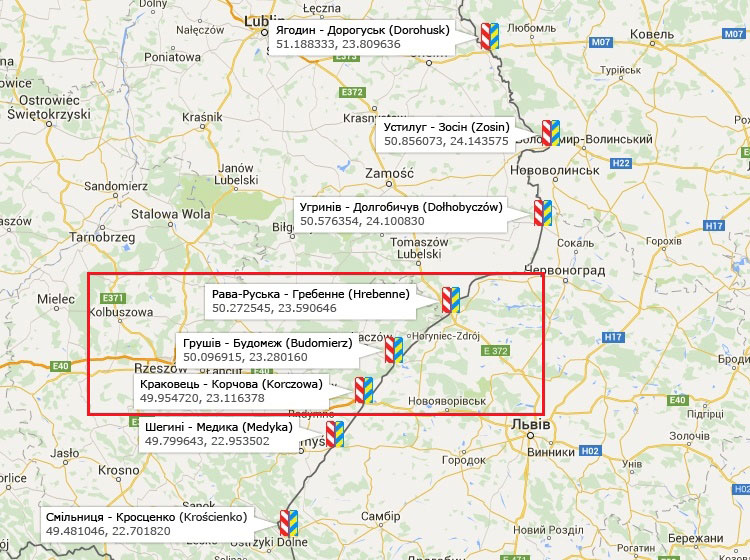 ПП Будомеж-Грушев на карте