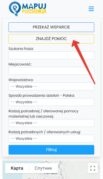 Mapuj pomoc: сервис для поиска помощи украинским беженцам в Польше 3