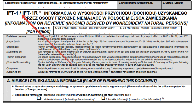 Работодатель в Польше прислал декларацию IFT-1R вместо PIT-11: что с этим делать? 1