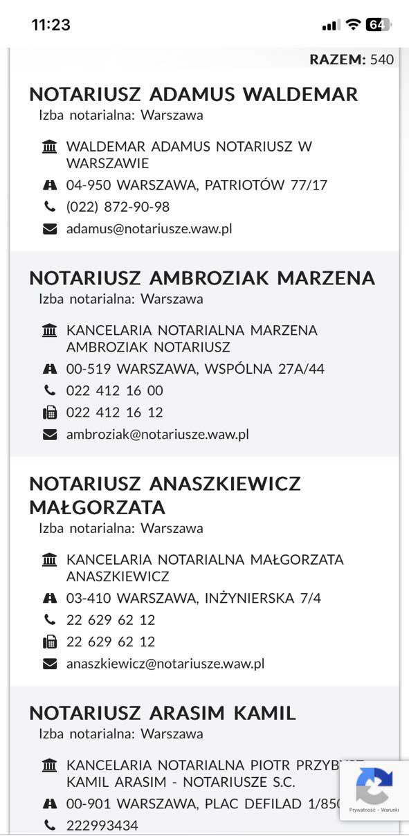 Поиск нотариуса в Польше