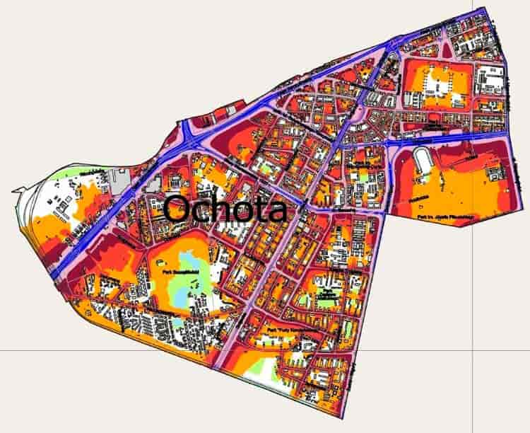 Акустическая карта Варшавы, район Ochota