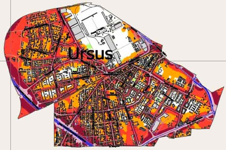 Акустическая карта Варшавы, район Ursus
