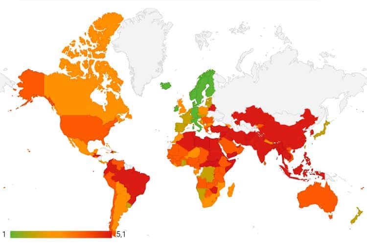 Рейтинг стран мира по соблюдению прав трудящихся