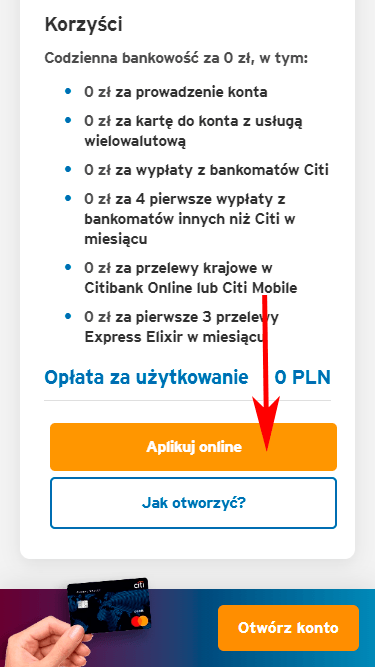 Выбираем и открываем личный счет в банке Citi Handlowy в Польше 1