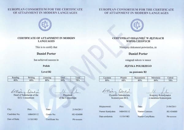 Сертифікат ECL для карти резидента ЄС