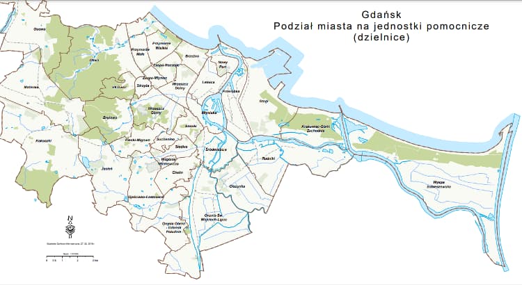 Дзельницы Гданьска на карте
